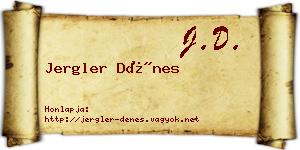 Jergler Dénes névjegykártya